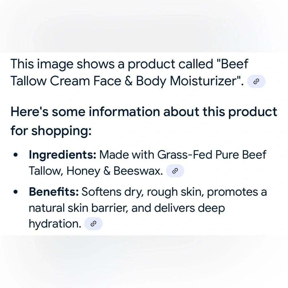 Beef Tallow Cream Face & Body Moisturizer Grass-Fed Honey Beeswax 4.2 oz NIB